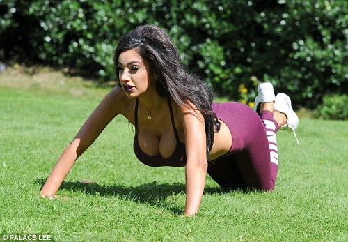 Too Much Boobs! Ex- Celebrity Big Brother Contestant Chloe Khan Shows Off  Massive Boobs While Exercising (Photos)