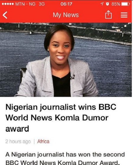 See The Pretty Nigerian Journalist Who Won The Bbc World News Komla Dumor Award Photos