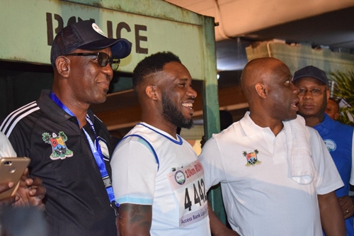 Ex Super Eagles Star Jay Jay Okocha Spotted At The Lagos Marathon Set To Compete Photos