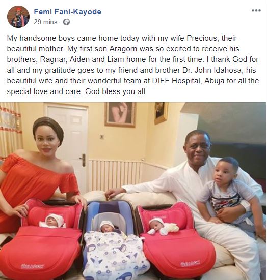 Ffk Boys - Ex- Minister, Femi Fani Kayode Shares First Photos Of His New Born Triplet,  & They Are So Adorable! - Celebrity