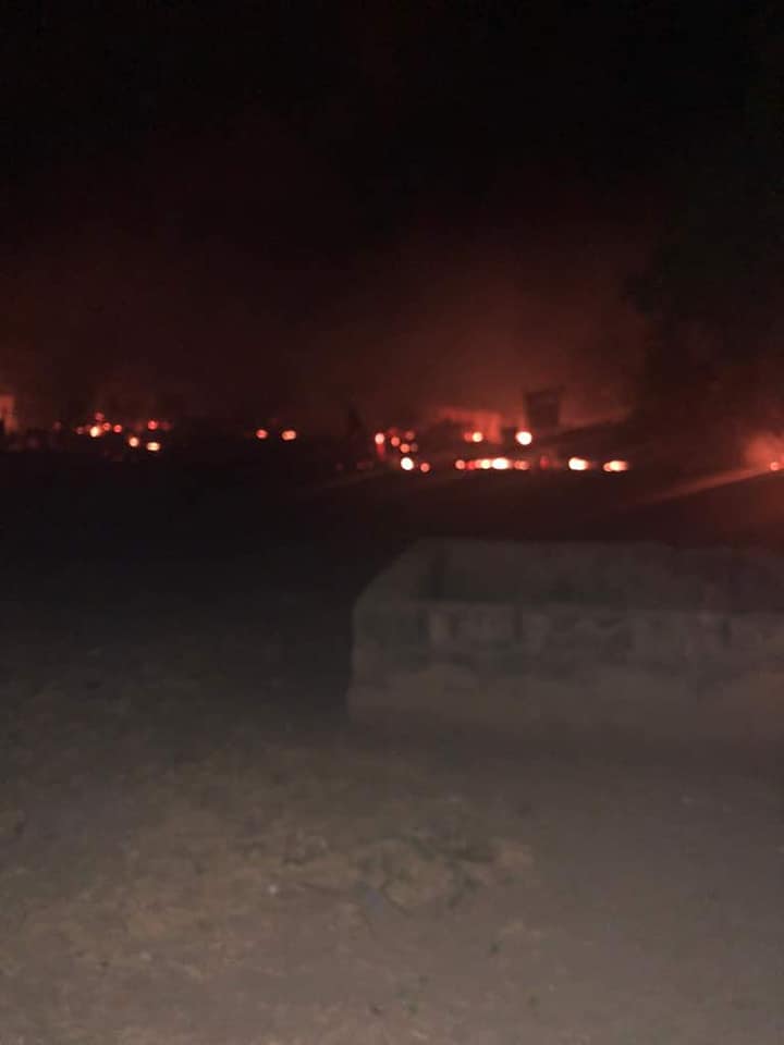 Image result for Boko Haram terrorists set houses on fire in Borno State