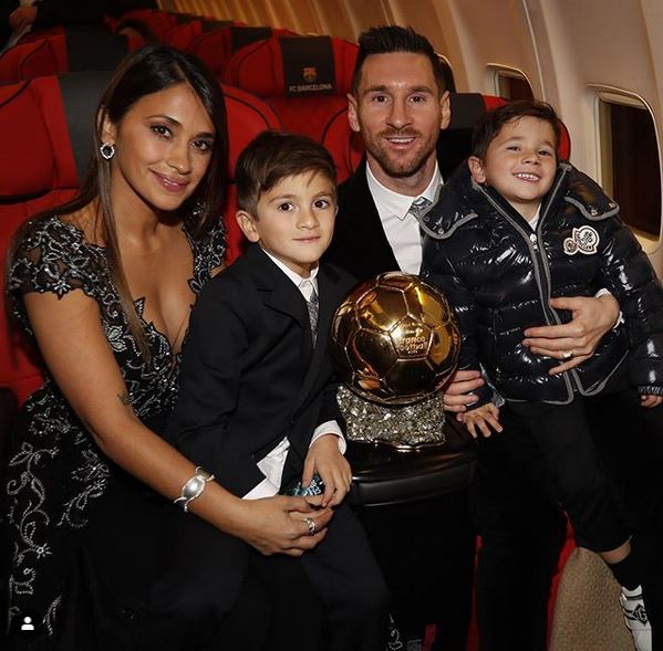 Messi with his Ballon d'Or