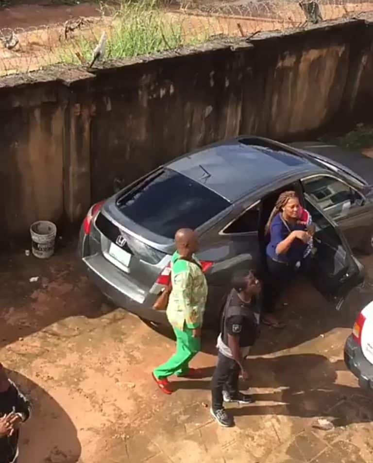 Nursing mother being arrested by the police