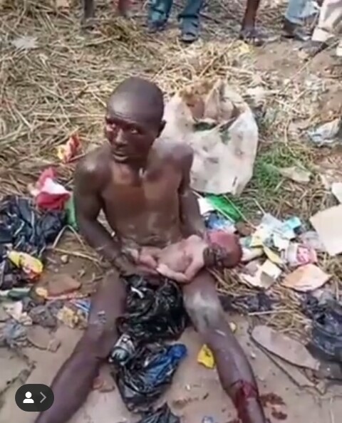 Suspected ritualist beaten to a pulp after he was found with a baby in Ogun state