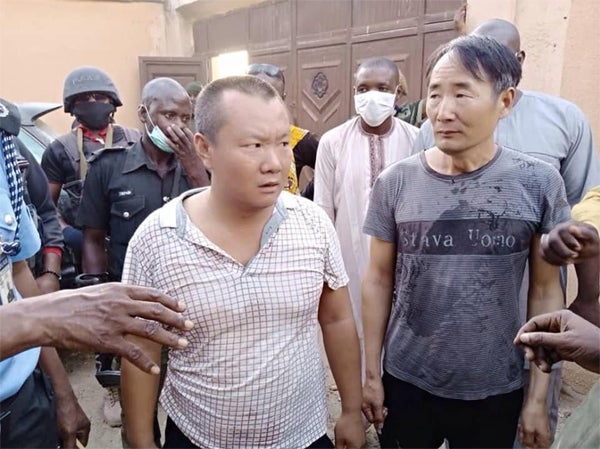 The two Cahinese men caught illegally mining in Zamfara