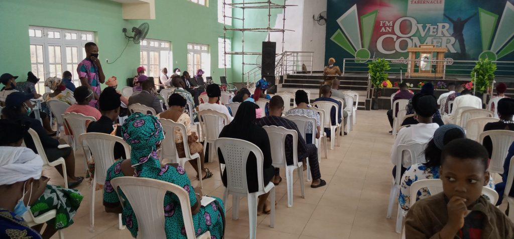 A church during service in Ogun state following lift on church ban