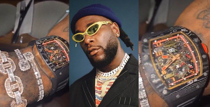 Burna Boy shows off expensive watch