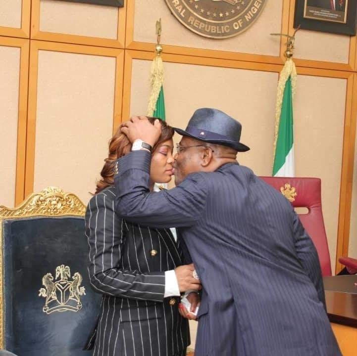 Governor Wike kissing his wife