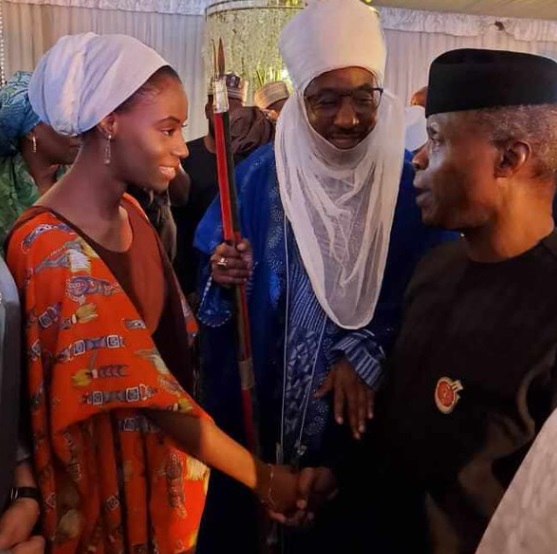 Princess Khadija Lamido Sanusi shaking VP Yemi Osinbajo