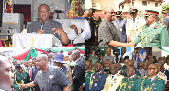 Governor Wike with members of the Armed Forces