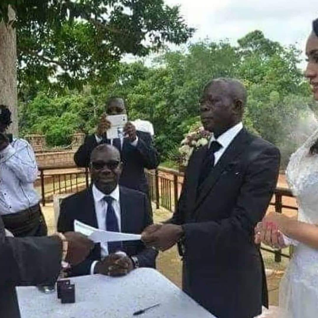 Adams and Obaseki in jolly mood at his wedding