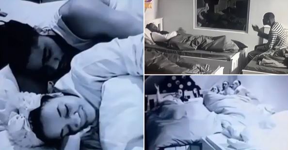 Big brother naija housemates gossiping and cuddling