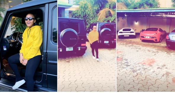 Regina Daniels flaunts her husband's cars