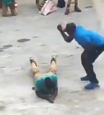 Security man flogging student