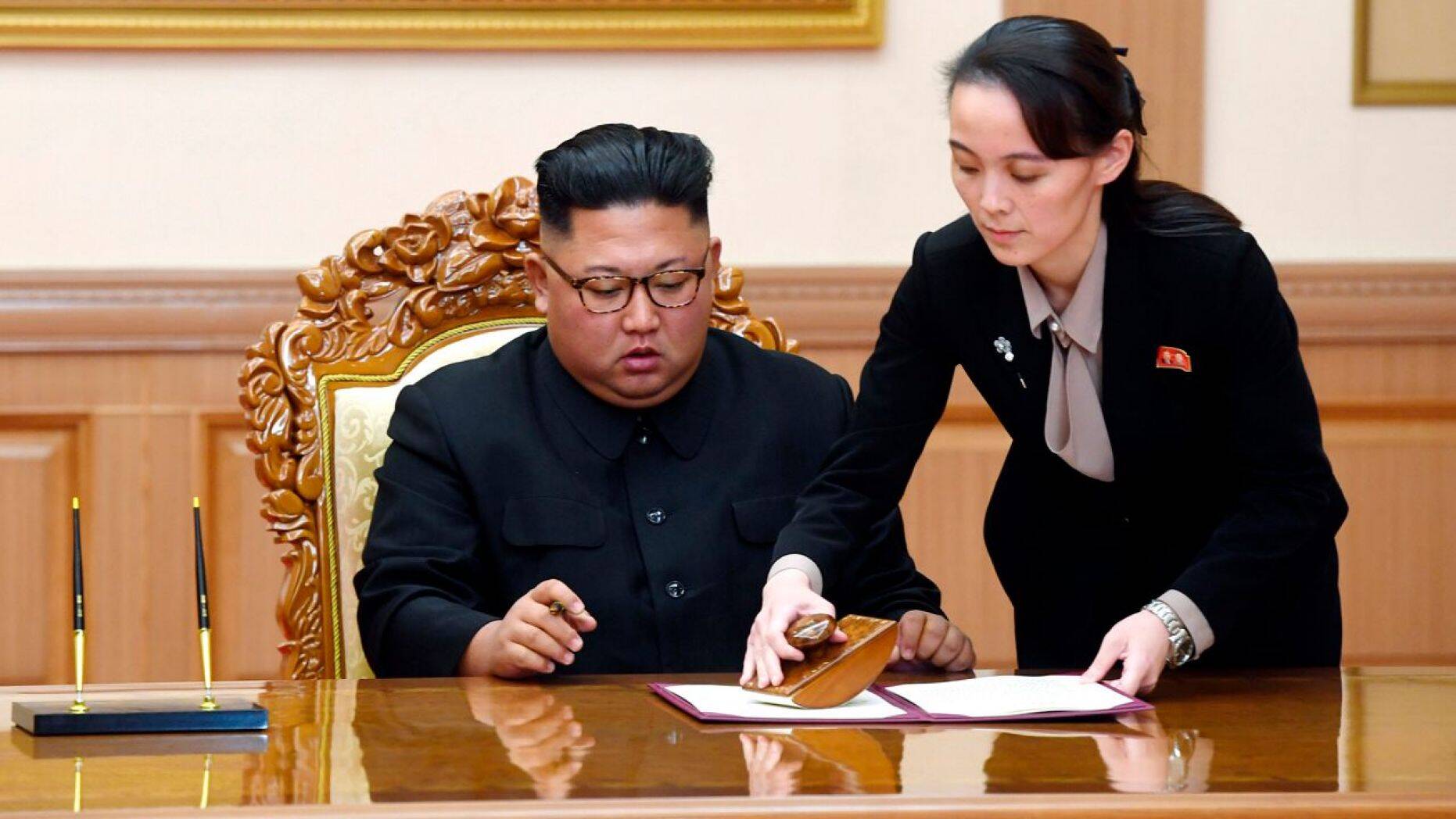 Kim Jong Un and his sister, Kim Yo Jong