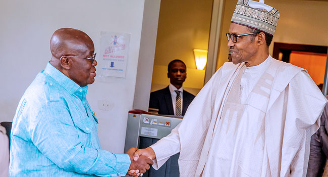 Ghana President Nana Akufo and President Muhammadu Buhari of Nigeria