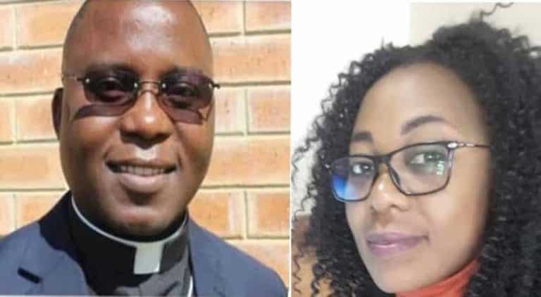 Father Abel Mwelwa and the woman who died.