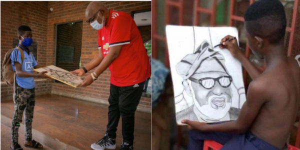 Akeredolu meets talented boy who drew his portrait