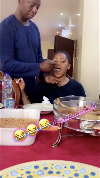 Love Struck Ned Nwoko Spoon-Feeds Regina Daniels In Romantic Video