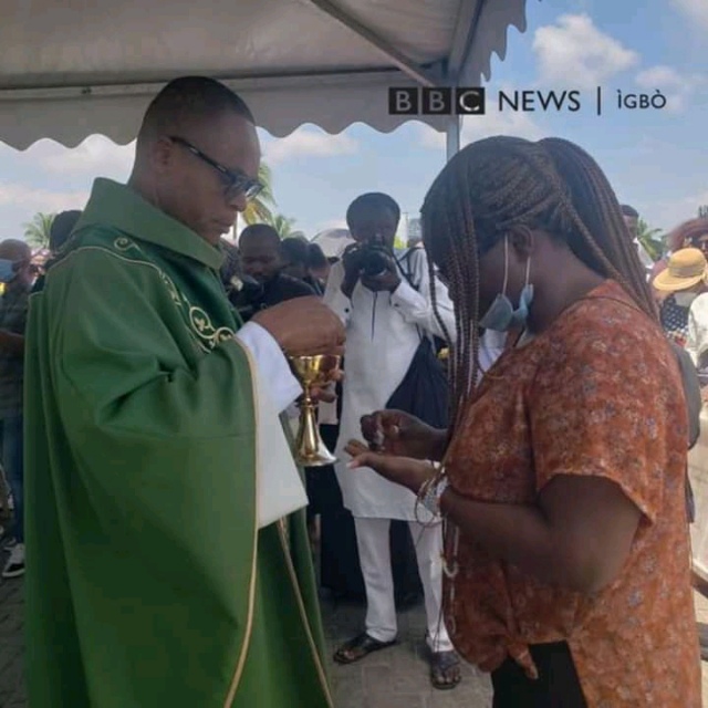 Catholic Priest holds mass at protest ground in Lagos