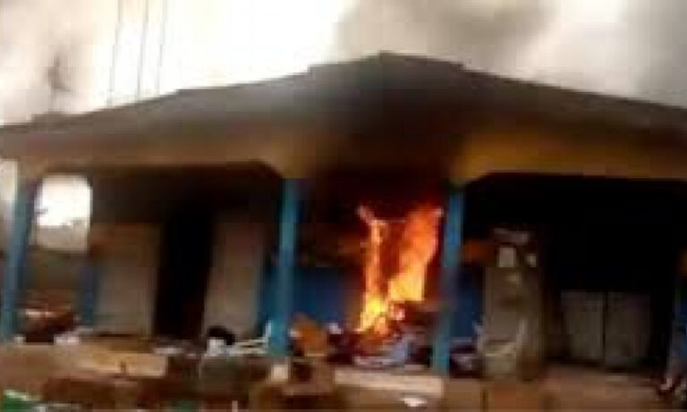 Another police station on fire in Lagos