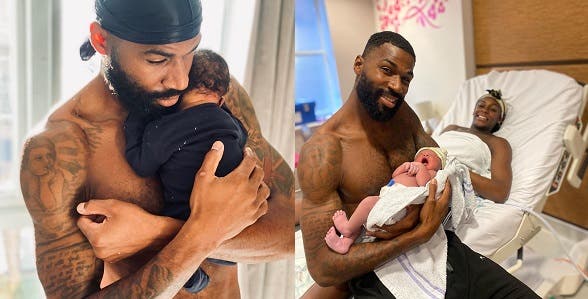 Mike Edwards shows off his son