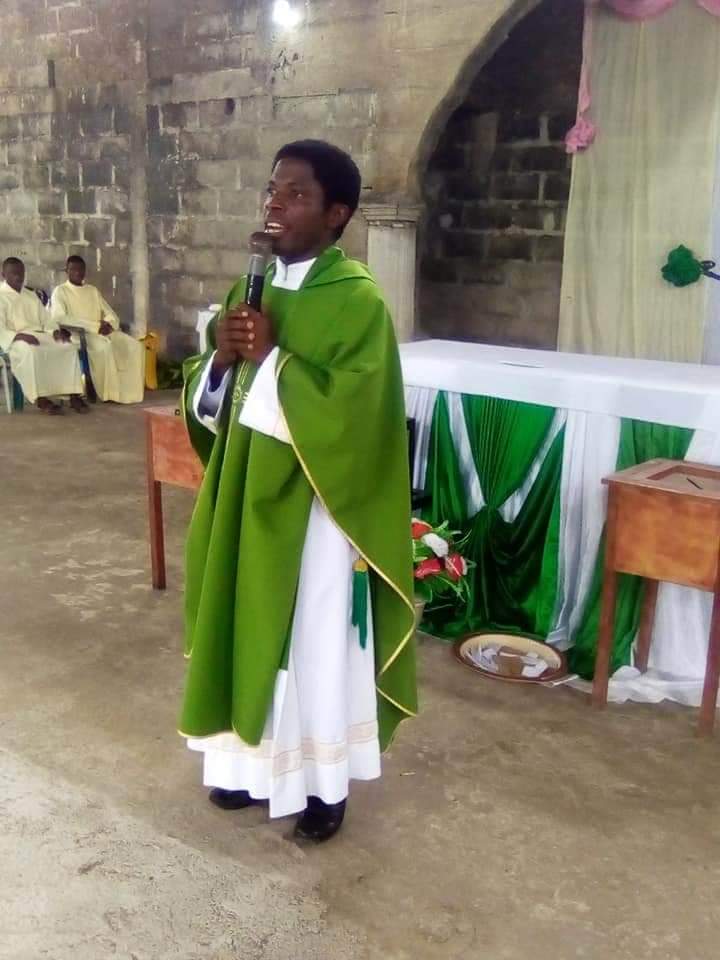 The Catholic Priest repairing damaged road