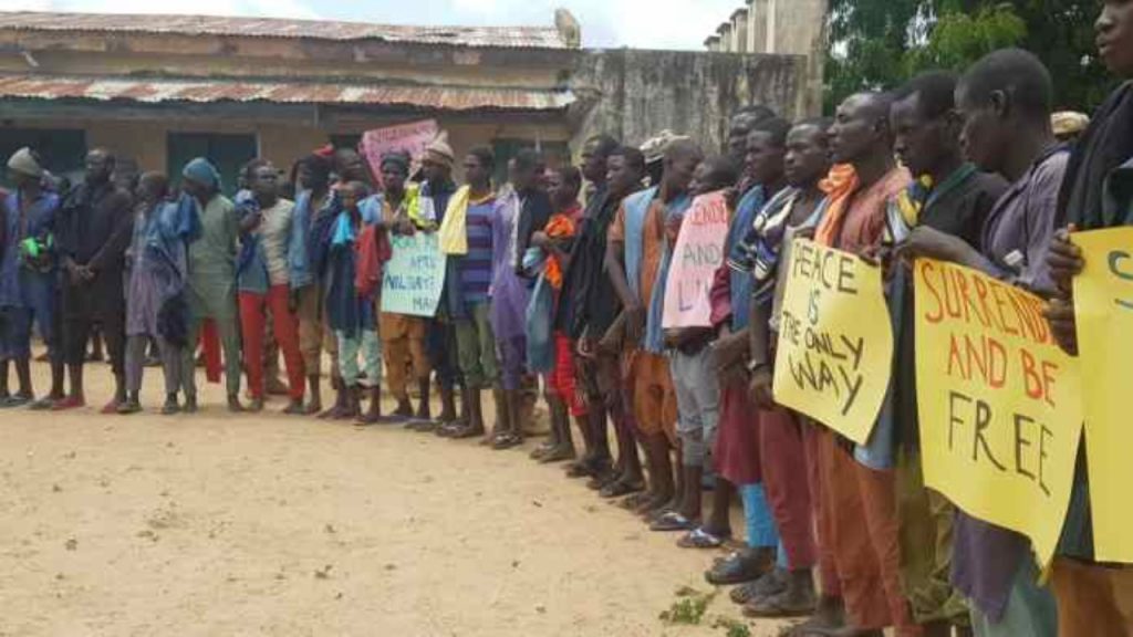 Boko Haram members who surrendered to the army