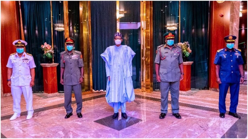 Buhari and his former service chiefs