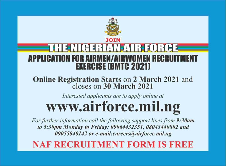 How To Apply For Nigerian Airforce Nationwide Recruitment 2021