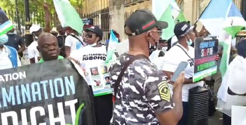 Igboho supporters protest in Benin Republic