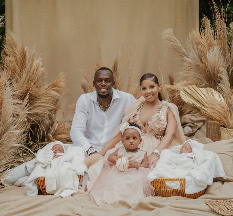 Usain Bolt and partner, welcome twins