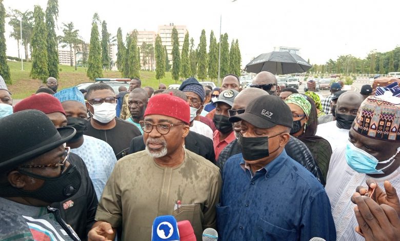 PDP members protesting in Abuja