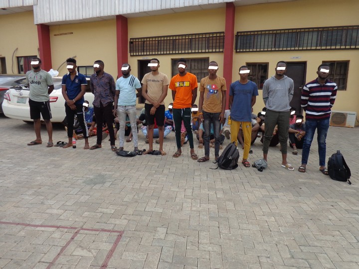 The suspected fraudsters arrested in Enugu