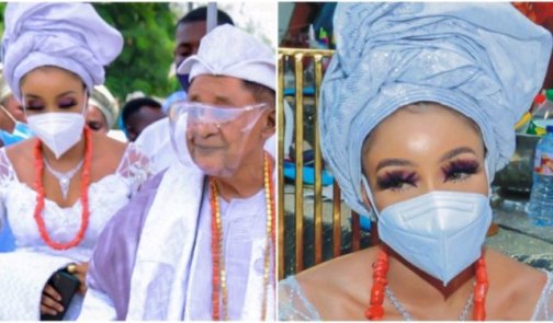 Alaafin of Oyo and his new wife, Chioma