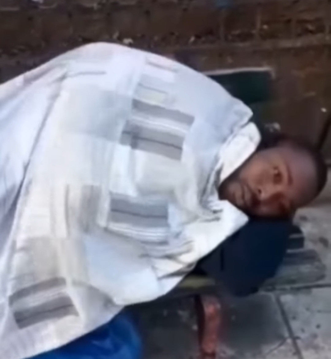 Man sleeping on the streets after being thrown out