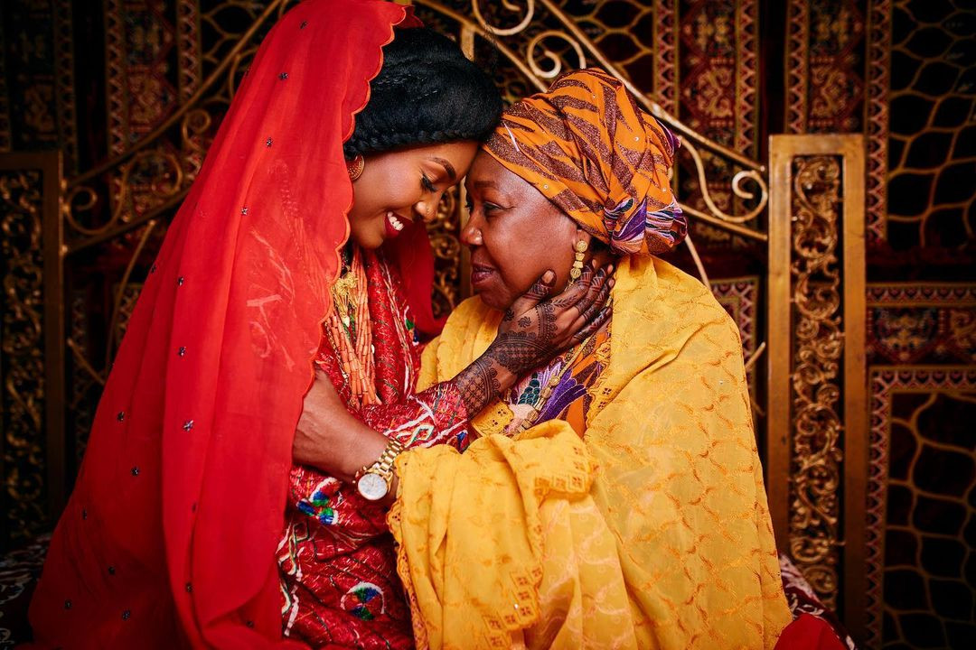 Mom crying at daughter's wedding