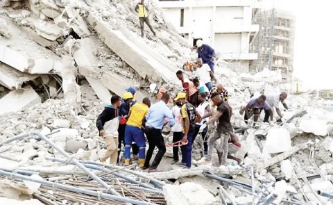 The building that collapsed in Lagos yesterday