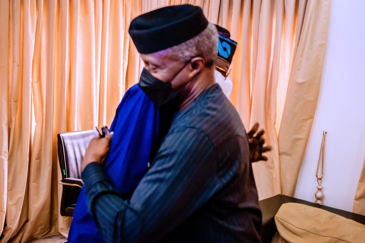 Osinbajo and Tinubu hug after meeting in Abuja