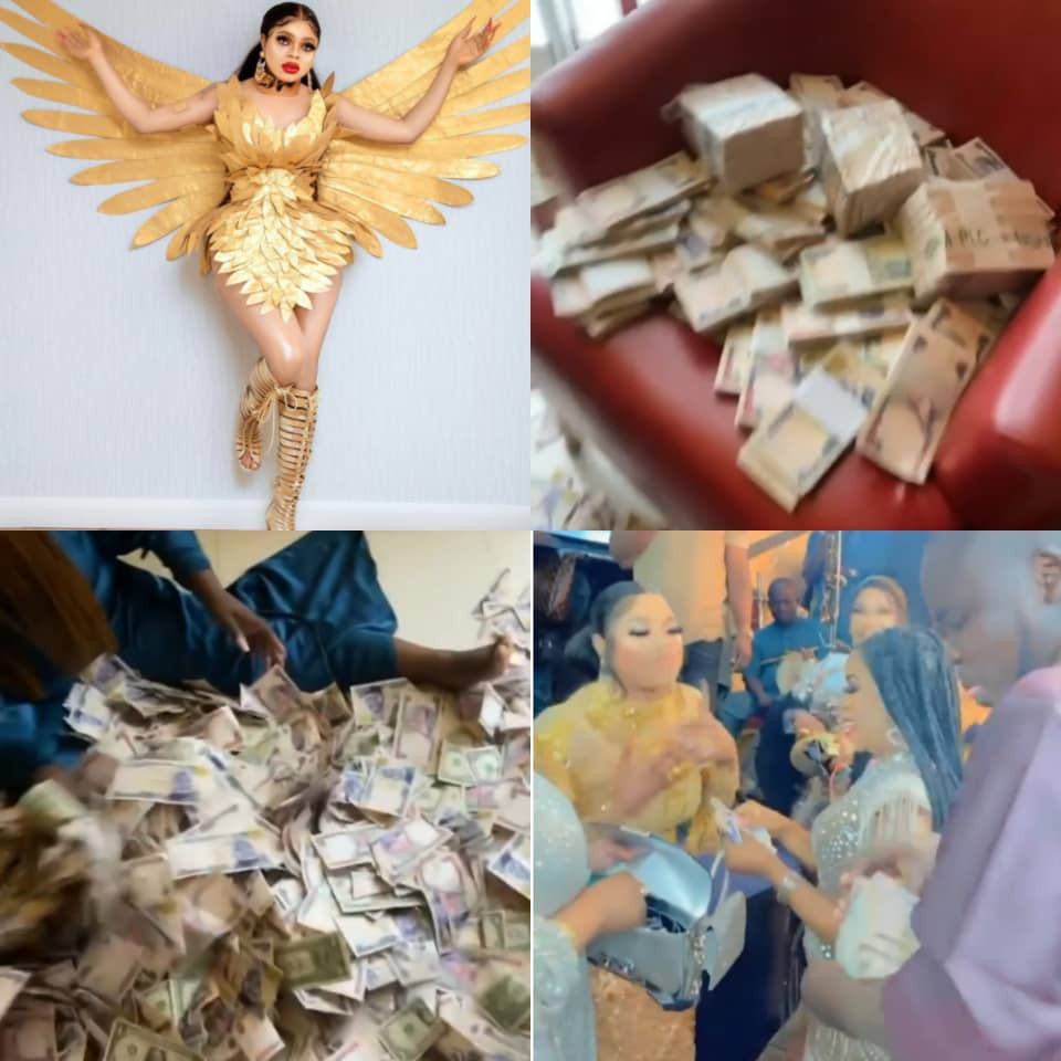 Bobrisky shows off money he was sprayed