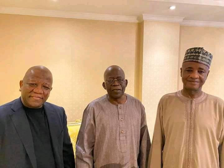 Tinubu posing with two ex-governors in London