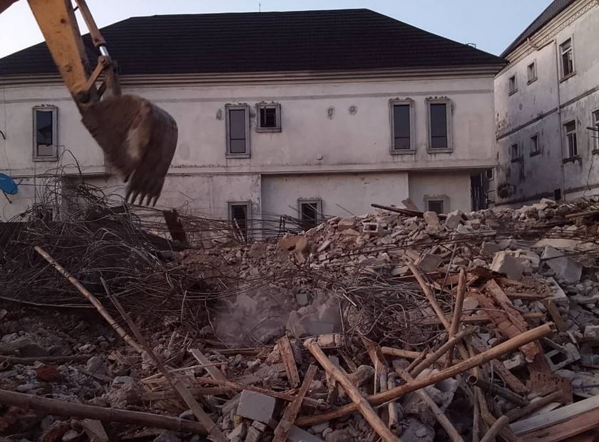 collapsed building