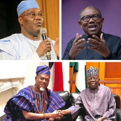 Reno Omokri, Atiku Abubakar, Peter Obi, Bola Tinubu