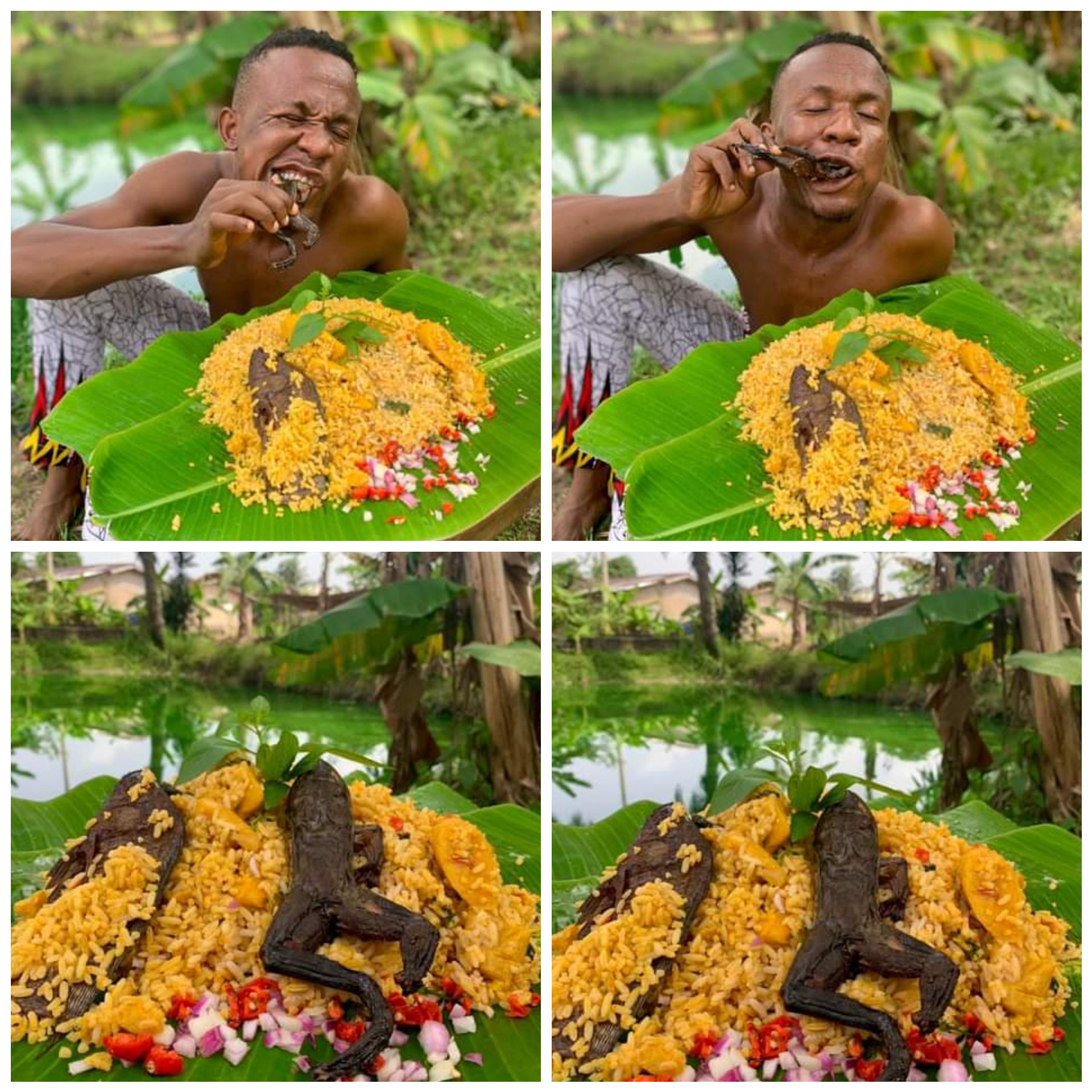 Nigerian Man Shares Photos Of Himself Eating Frog Meat Claims It Cures