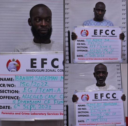 EFCC Arraigns Three For N20.5m Fraud In Maiduguri (Photo)