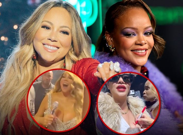 Mariah Carey Signs On Rihanna's Bre@st During Christmas Concert In New York (Video)