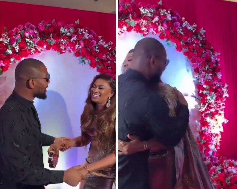 Alex Ekubo Repeatedly Hugs May Edochie At Movie Premiere (Video)